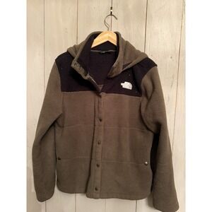 The North Face Gemma FLeece Hooded Jacket Olive Green Black Women's Size Large